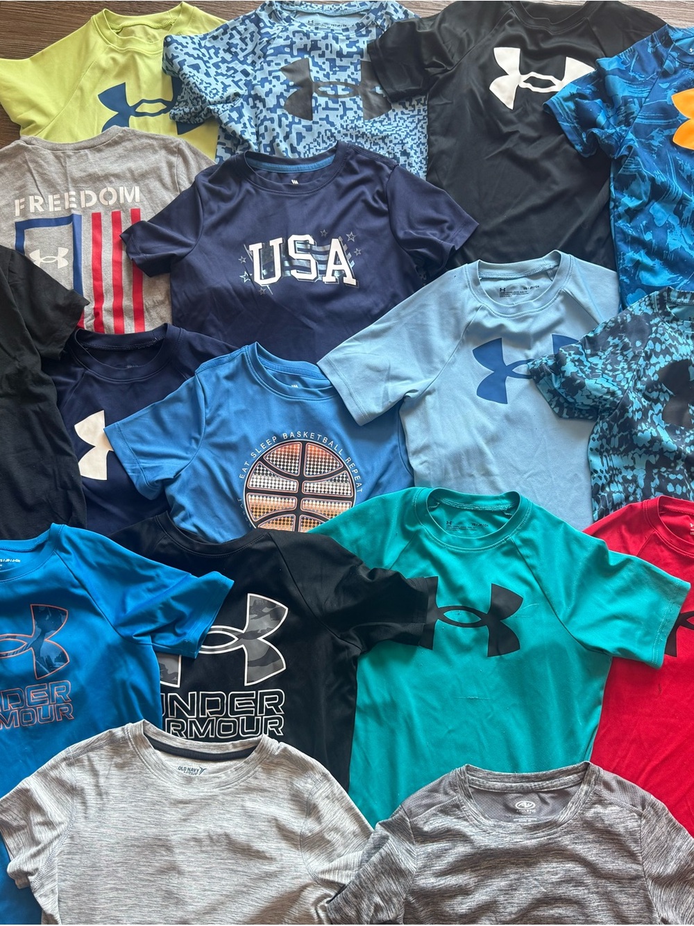 Lot of 12 Under Armour, and 4 misc Old Navy, All in Motion, and Athletic Works
